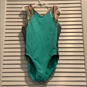 Teal, black, and multicolored Ivivva leotard